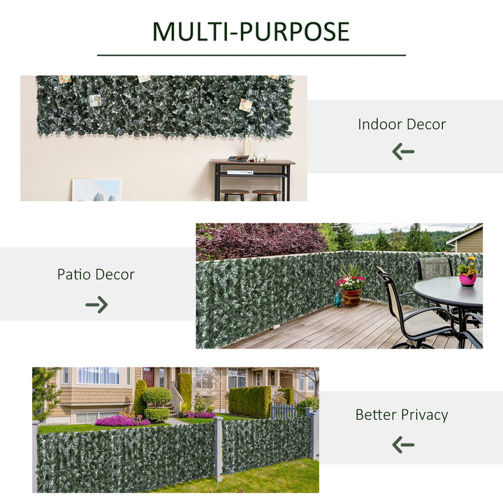 2-Piece Artificial Leaf Hedge Screen Privacy Fence Panel for Garden Outdoor Indoor Decor, Dark Green, 3M x 1.5M