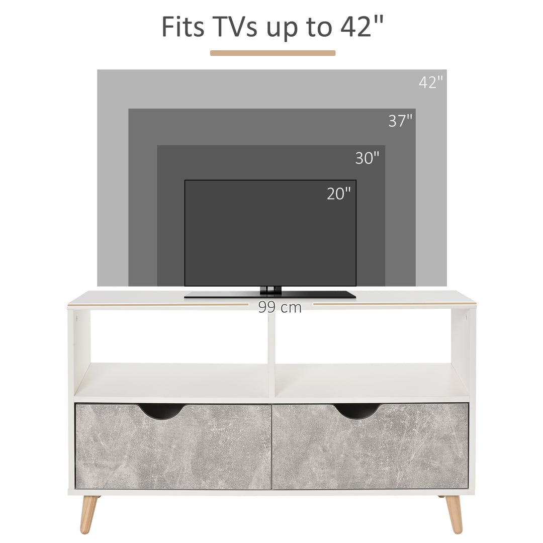 TV Stand Cabinet for TVs up to 42", Modern TV Unit with Shelf, Drawers and Storage Cabinet, Entertainment Center for Living Room, Grey