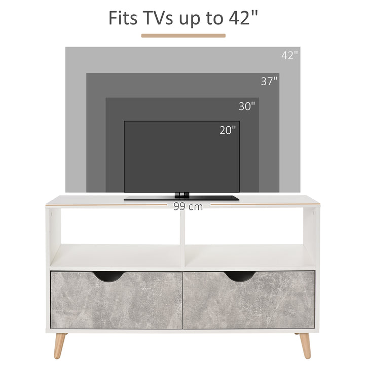 TV Stand Cabinet for TVs up to 42", Modern TV Unit with Shelf, Drawers and Storage Cabinet, Entertainment Center for Living Room, Grey