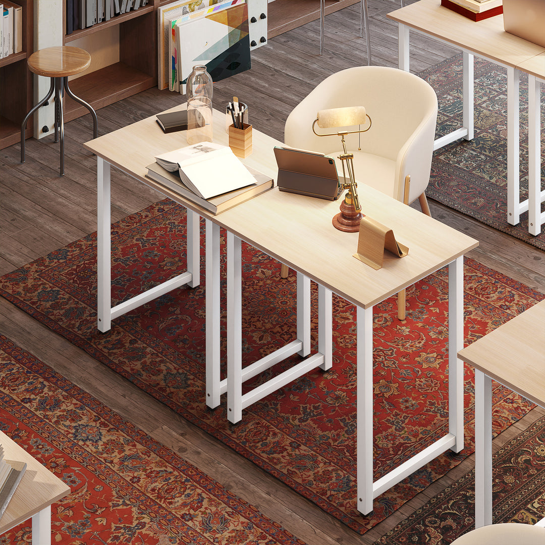 Computer Desk, Writing Table, 80 x 60 x 76cm Workstation for Home Office, Study with Metal Frame, Simple Assembly, White
