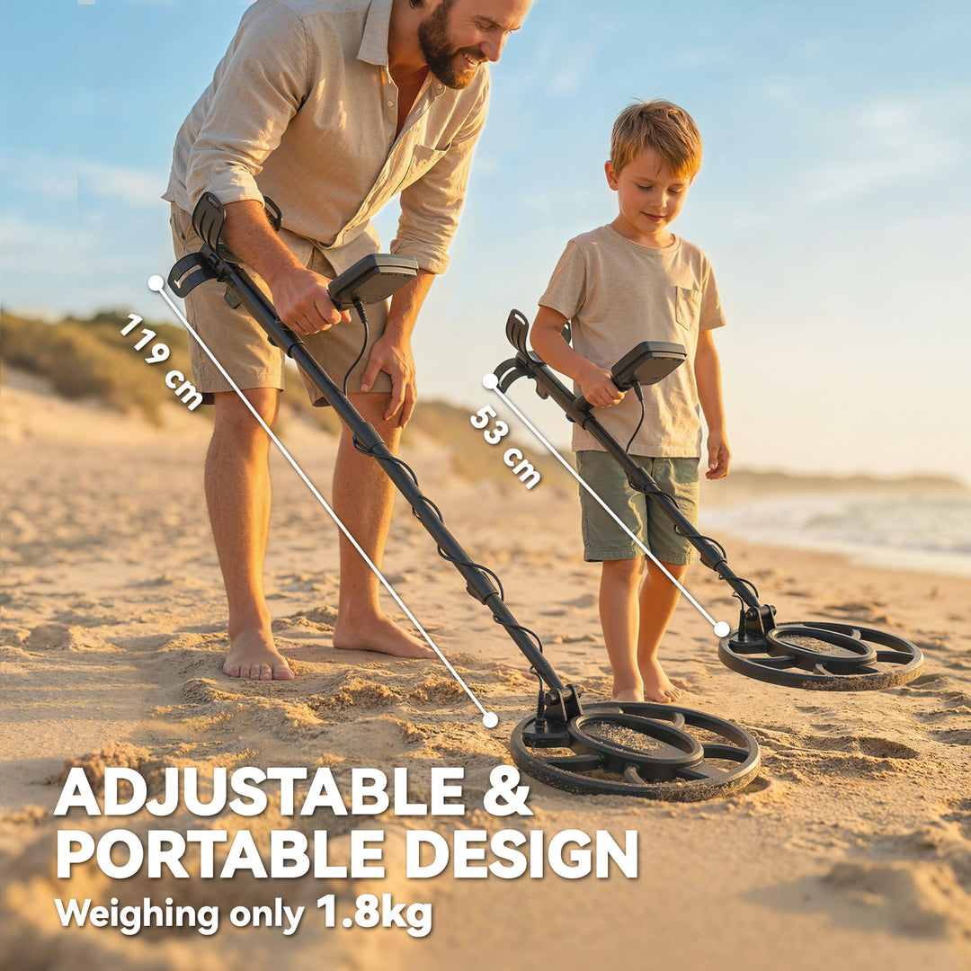Metal Detector for Adults, IP68 Waterproof Search Coil with LCD Displa