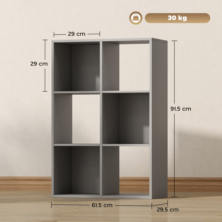 6-Cube Bookshelf - Light Grey