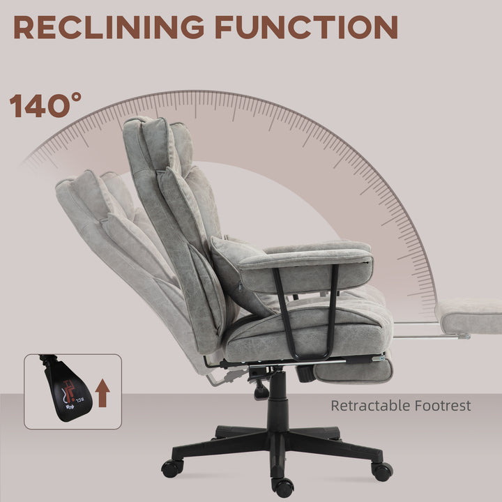 Office Chair with 6 Point Massage and Heat, Ergonomic Desk Chair with Foot Rest, Lumbar Support, Reclining Function and Wide Seat, Height-Adjustable High Back Swivel Rolling for Home, Grey