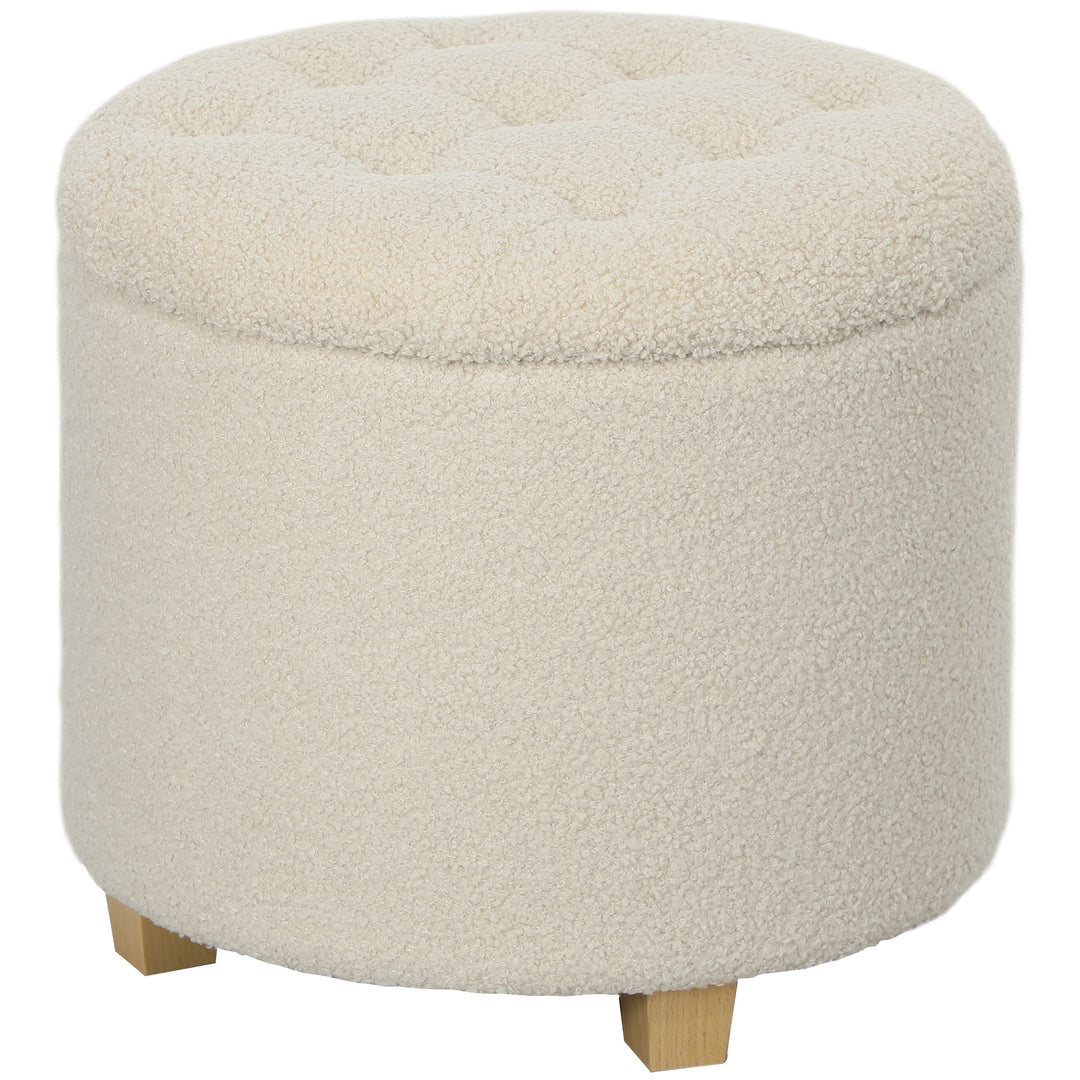 40.5L Teddy Fleece Storage Ottoman - Cream White