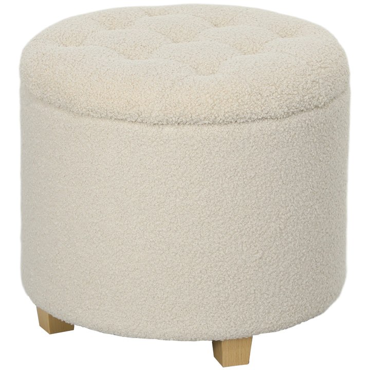 40.5L Teddy Fleece Storage Ottoman - Cream White