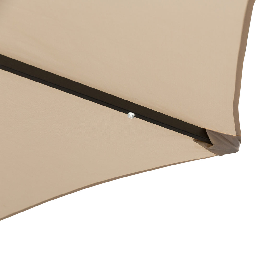 2.7m Patio Garden Umbrella Outdoor Parasol with Tilt Crank and 24 LEDs Lights (Cream)