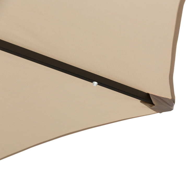 2.7m Patio Garden Umbrella Outdoor Parasol with Tilt Crank and 24 LEDs Lights (Cream)