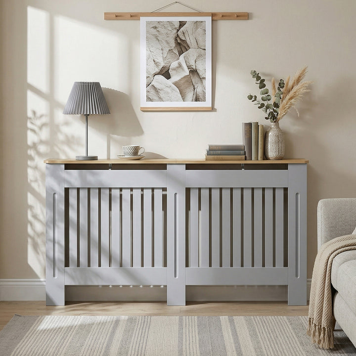 Slatted Radiator Cover, Painted Cabinet with Line Grill Design, 152L ×