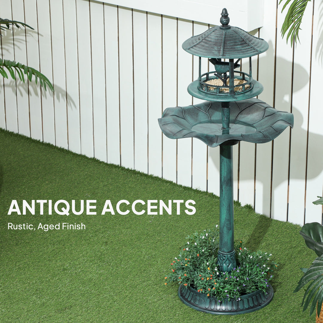 3-in-1 Garden Bird Bath, Freestanding Birdbath with Large Water Basin,