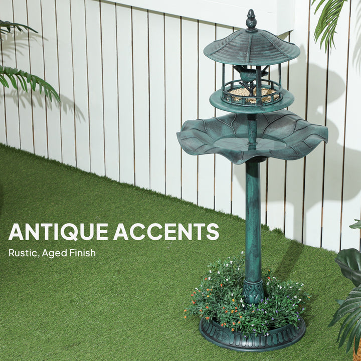 3-in-1 Garden Bird Bath, Freestanding Birdbath with Large Water Basin,