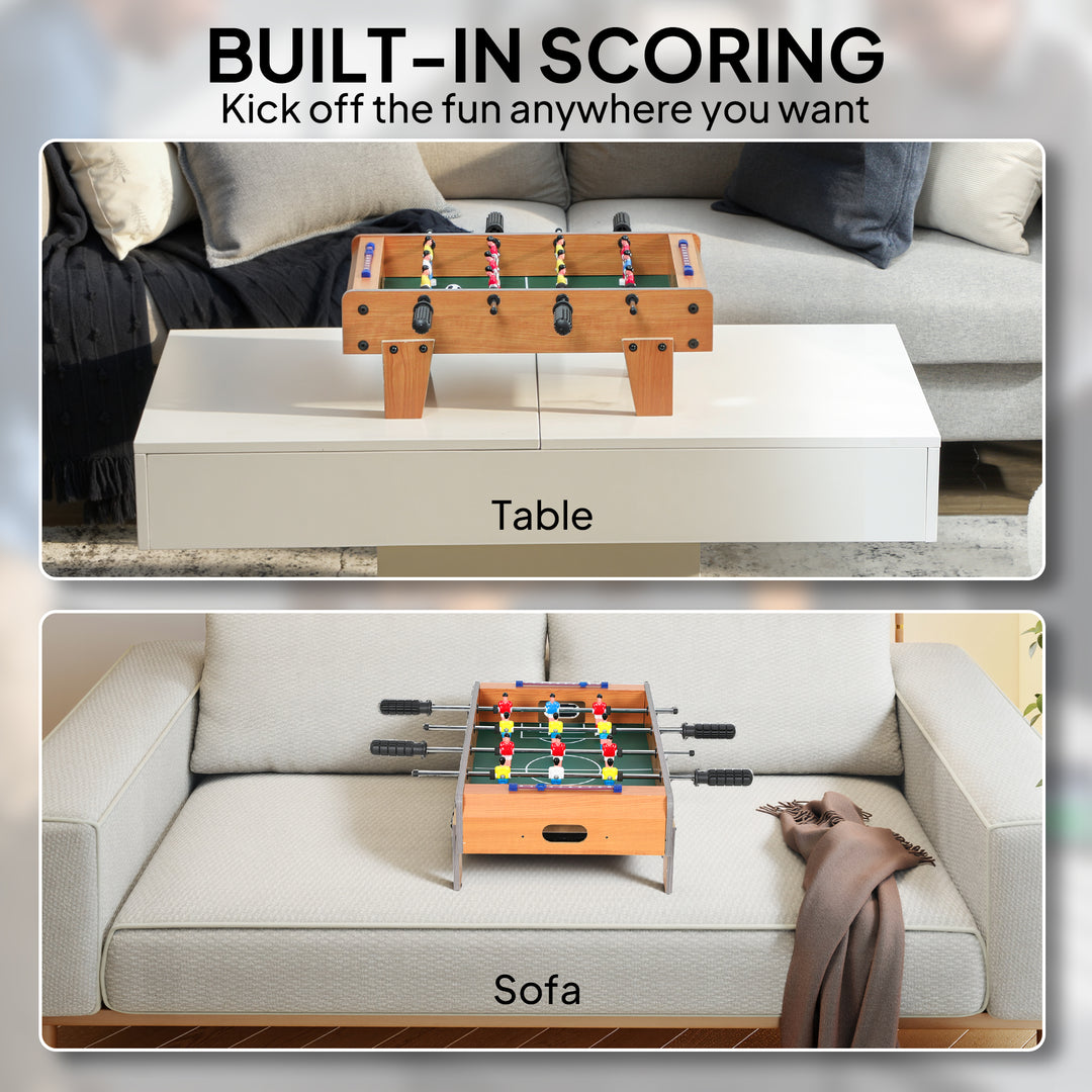 MCL 20 in Table-top Football Table with Stainless Steel Rods, Compact Foosball Table for Kids and Adults, All-Inclusive Foosball Game Set for Indoor, Nature Wood Finish