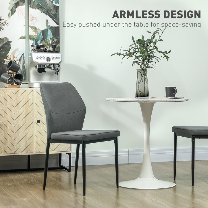 Velvet Dining Chairs Set of 2, Modern Armless Upholstered Kitchen Chairs with Metal Legs, Curved Back and Padded Seat, for Dining Room, Bedroom, Living Room, Grey