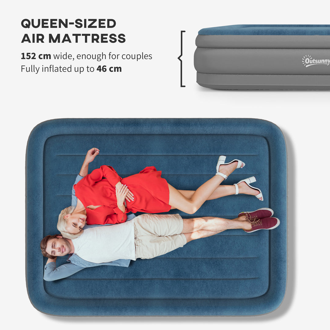 King-Size Inflatable Mattress, with Built-In Electric Pump and Bag