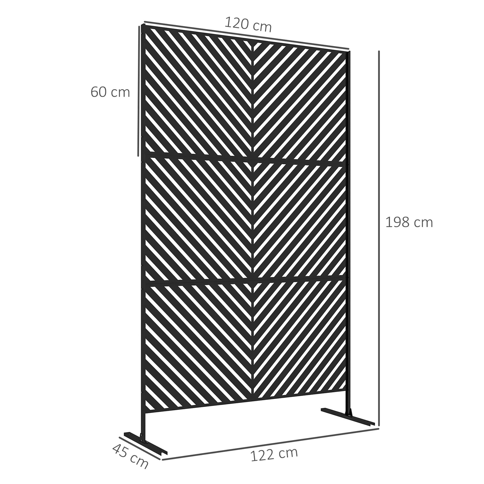 6.5FT Decorative Outdoor Divider, Metal Privacy Screen with Stand, Tri