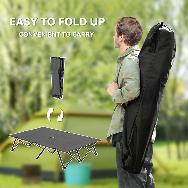 Double Camping Cot Bed, with Bag - Charcoal Grey