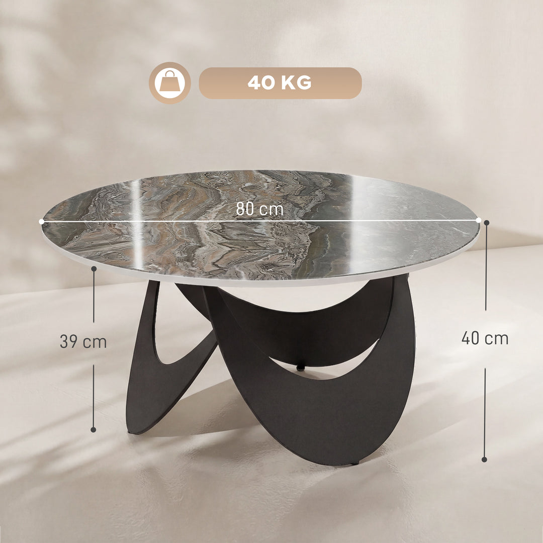Coffee Table Sintered Stone Top Adjustable Foot Pads Modern Centre Tab