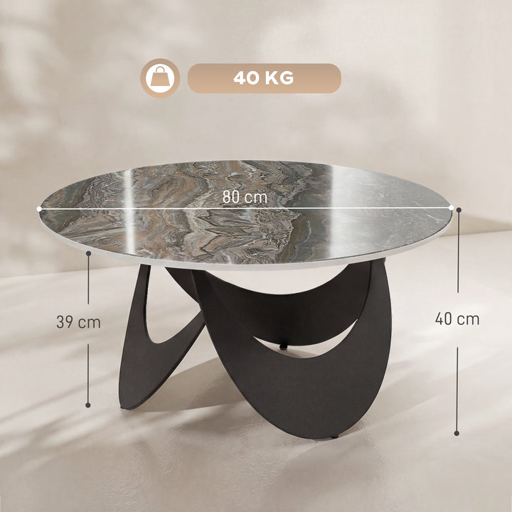 Coffee Table Sintered Stone Top Adjustable Foot Pads Modern Centre Tab