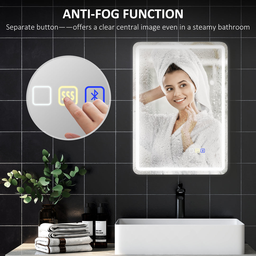 70 x 50 cm Bluetooth Bathroom Mirror - Silver-Tone