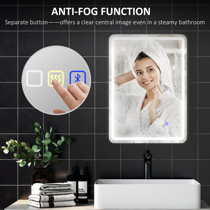 70 x 50 cm Bluetooth Bathroom Mirror - Silver-Tone
