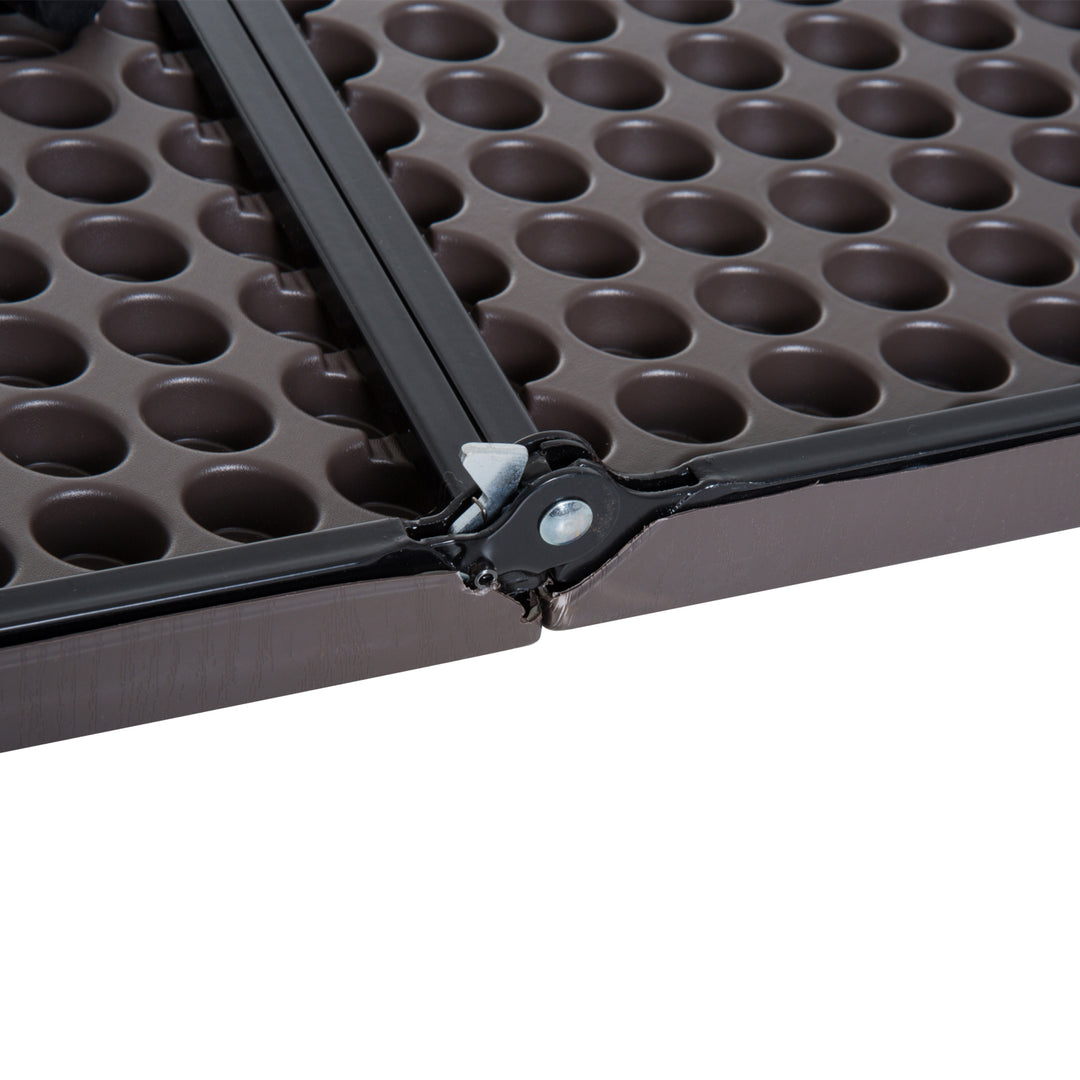 2.8FT Metal Portable Picnic Table Outdoor Furniture, 86Lx86Wx71.5H cm-Black/Brown