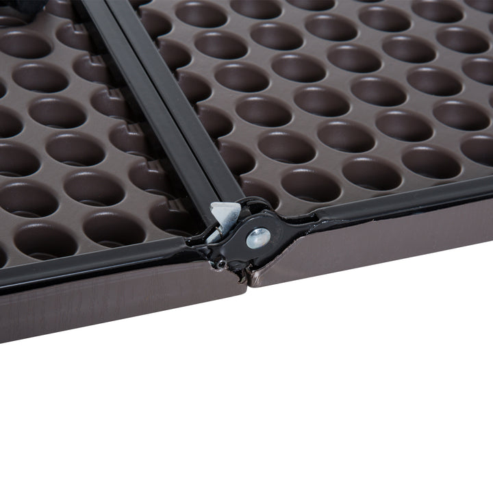 2.8FT Metal Portable Picnic Table Outdoor Furniture, 86Lx86Wx71.5H cm-Black/Brown
