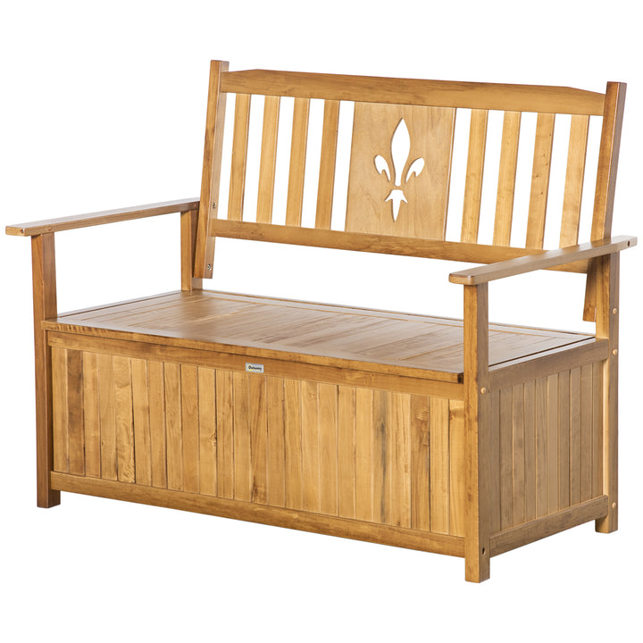 Two-Seater Wooden Storage Bench - Natural Finish