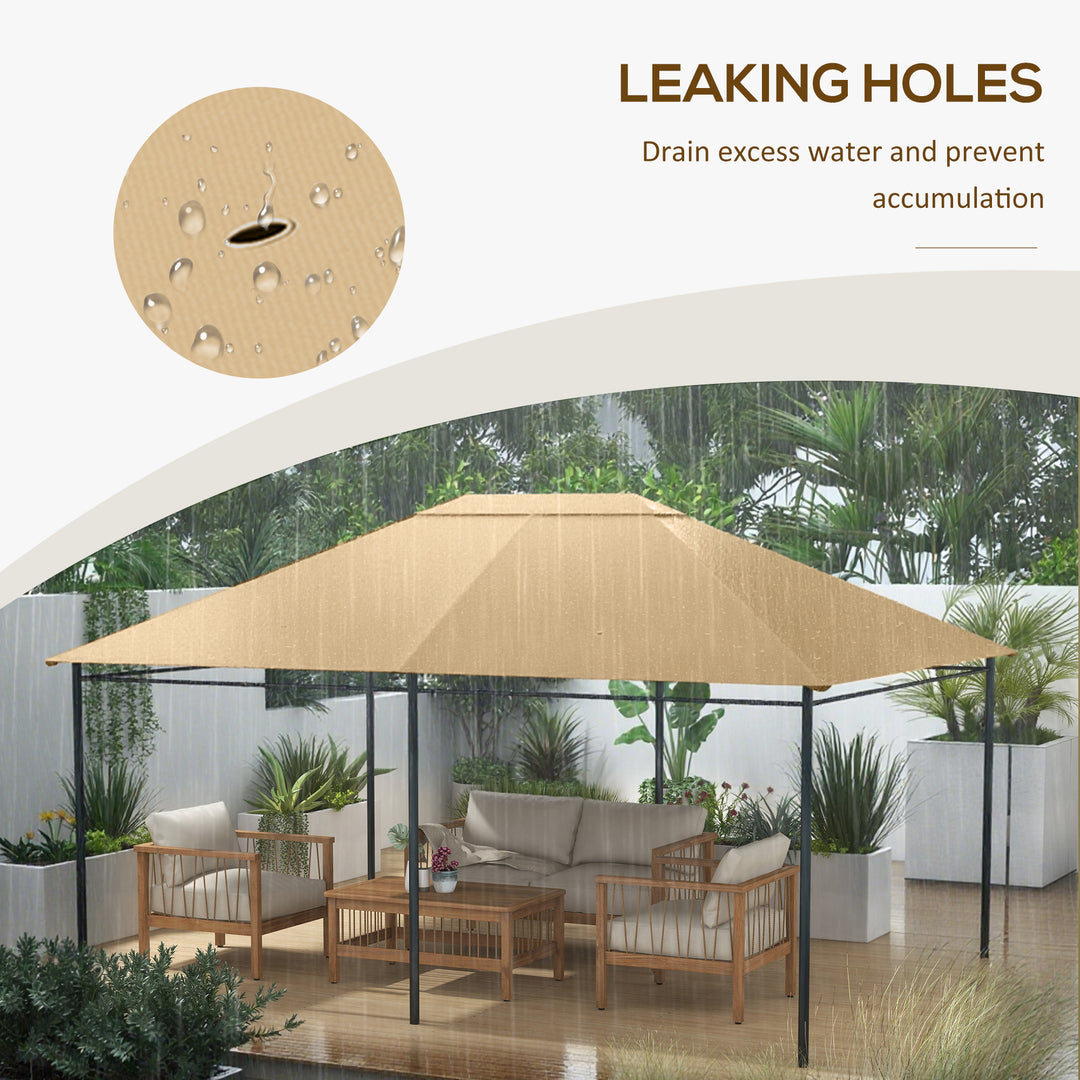 3 x 4m Gazebo Canopy Replacement Cover, Gazebo Roof Replacement (TOP COVER ONLY), Khaki
