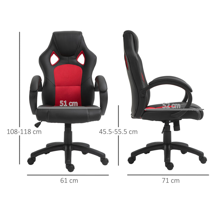Office Chair Faux Leather Swivel Computer Desk Chair for Home Office with Wheels Armrests Black