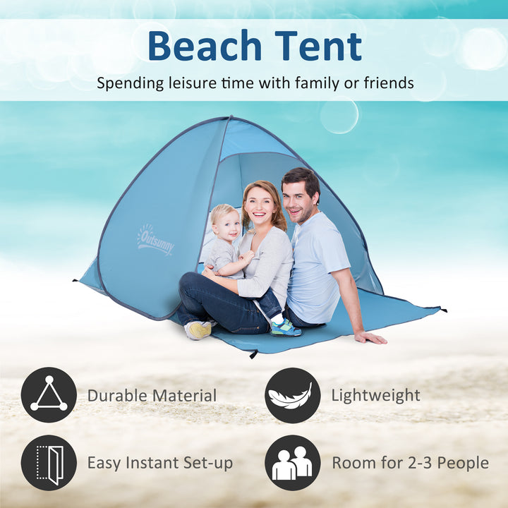 MCL 2-3 Person Pop up Beach Tent Hiking UV 30+ Protection Patio Sun Shelter (Blue)