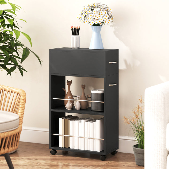 Rolling Storage Unit, 3-Tier Kitchen Cart Trolley with Drawer, Surface