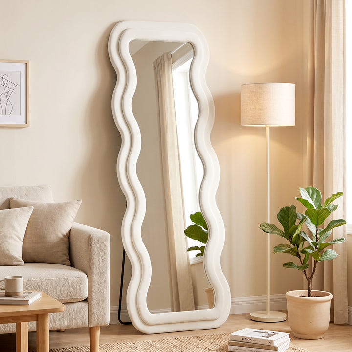 Full Length Mirror, 160 x 60 cm Wavy Full Body Wall Standing Mirror wi