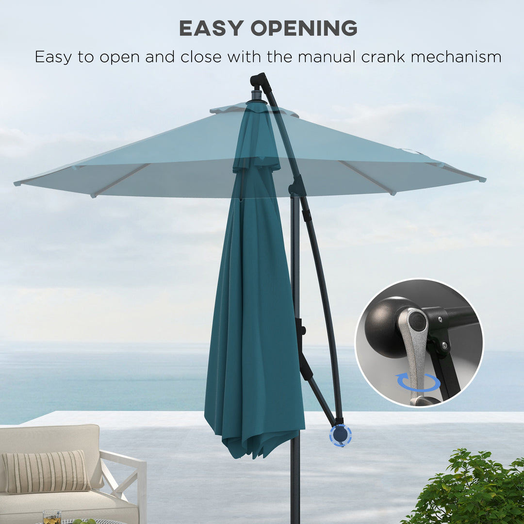 3m Offset Cantilever Parasol Umbrella, with Cross Base - Blue
