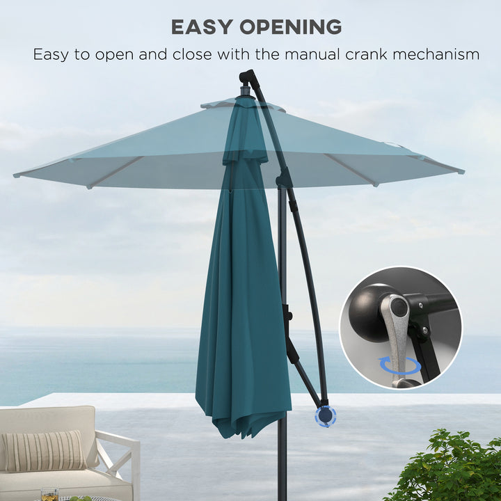 3m Offset Cantilever Parasol Umbrella, with Cross Base - Blue