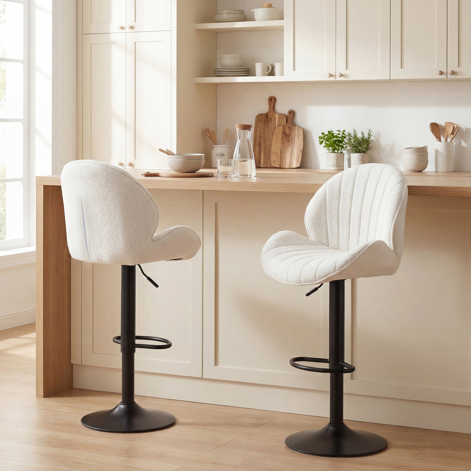 Bar Stools Set of 2, Swivel Barstools with Back, Adjustable Height and