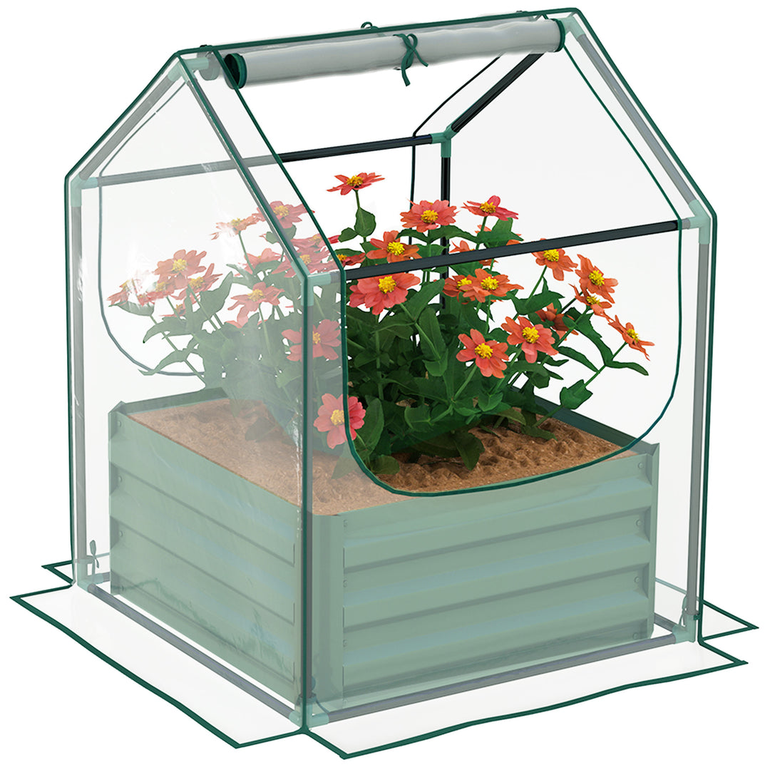 61 x 61cm Garden Planter Bed, with Cover - Green