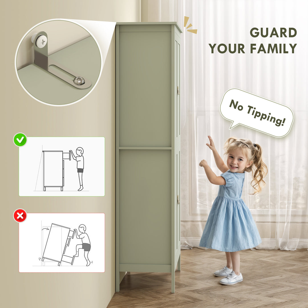 Tall Pantry Cupboard with Motion Sensor LED Light - Green