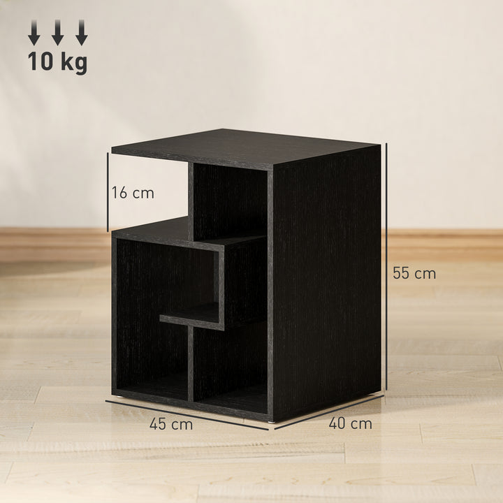 Side Table, 3 Tier End Table with Open Storage Shelves for Living Room, Bedroom, Black