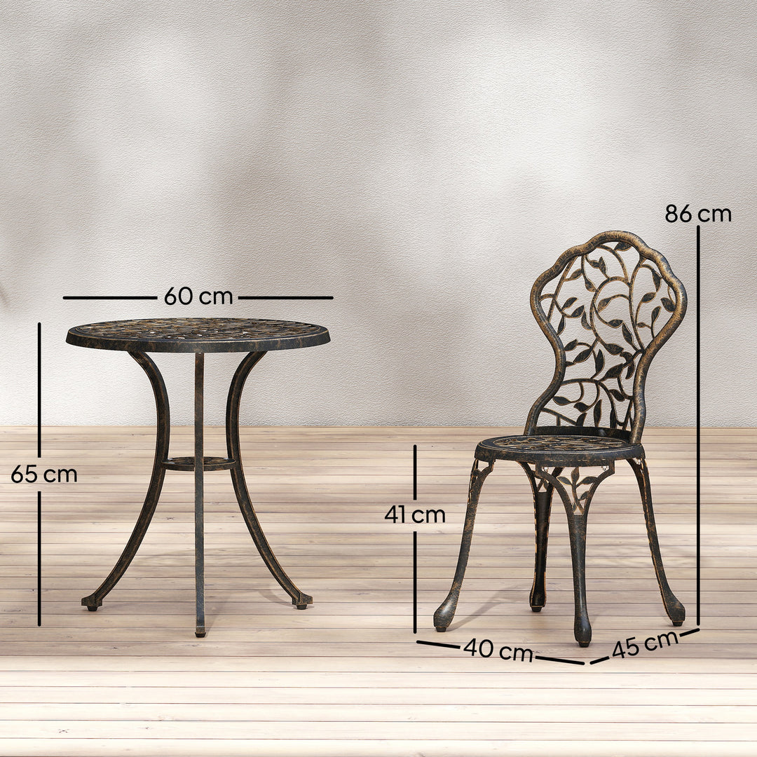 3 Pcs Aluminium Bistro Set Garden Furniture Dining Table Chairs Outdoo