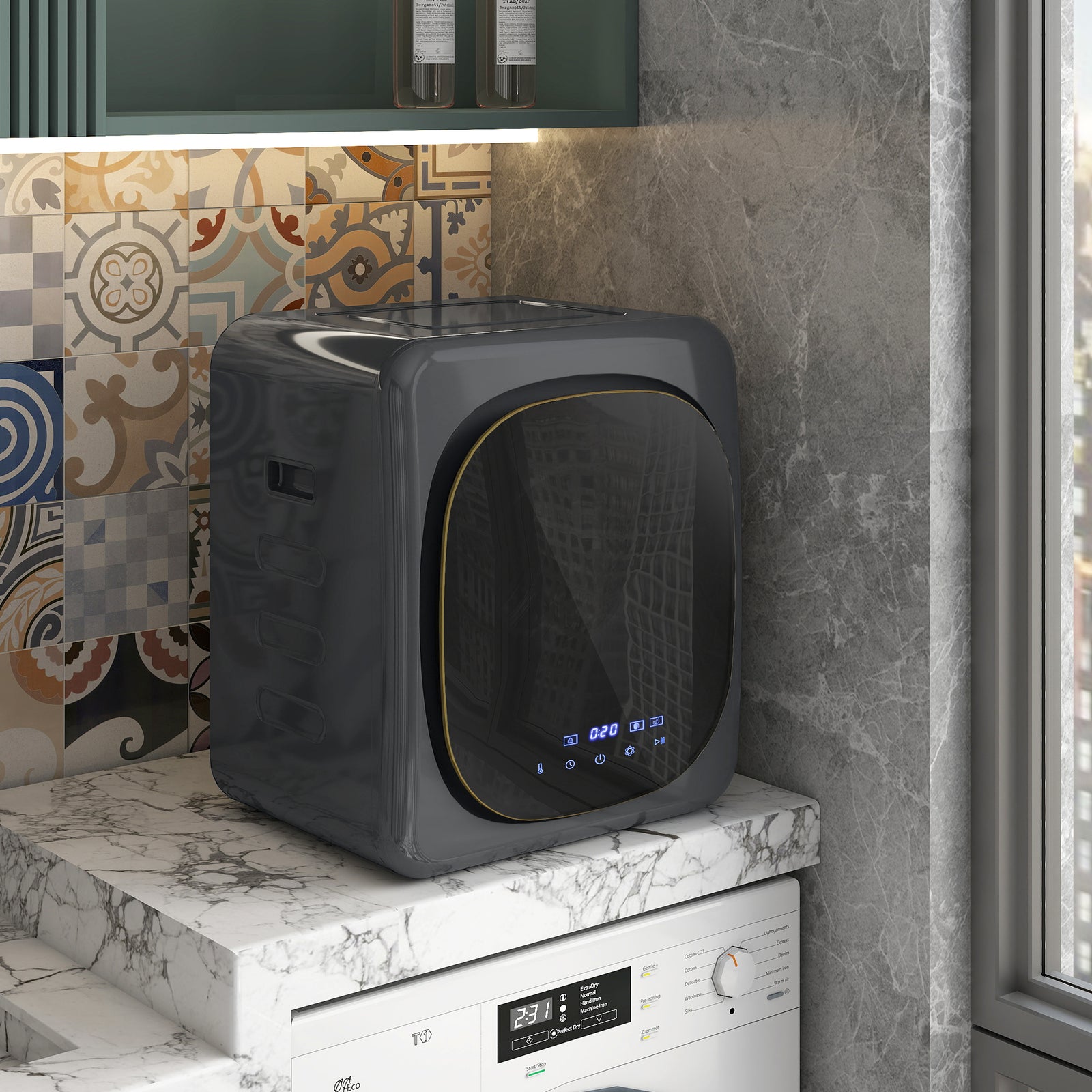 4kg Vented Tumble Dryer with Deodorize, Smart Mode, 800W Compact Tumble Dryer with Stainless Steel Tub, Front Load, for Flat, Home, RVs, Grey