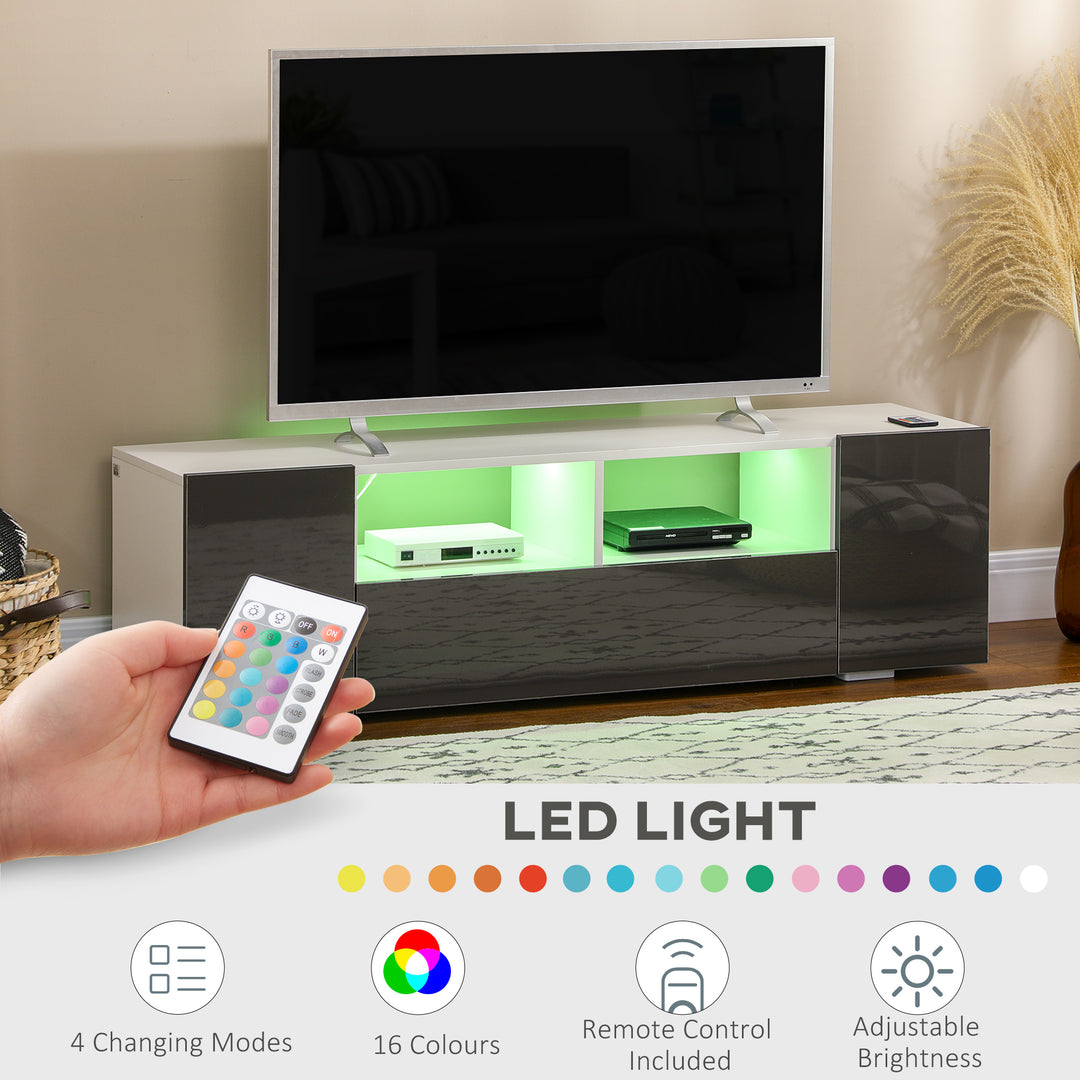 16 LED Light TV Stand, with Storage - High Gloss Grey