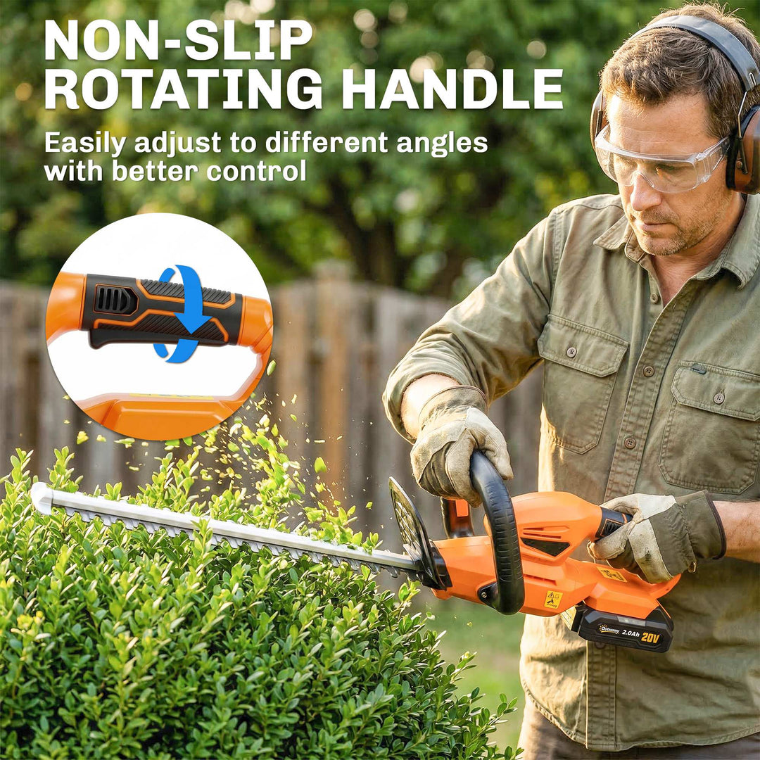20" Cordless Hedge Trimmer, 18V Electric Hedge Cutter with 51cm Dual A