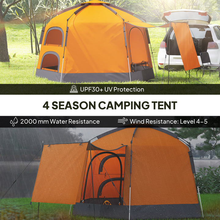 Automatic Pop Up Camping Tent, Instant Setup 2-4 Man Tent with Mesh Windows, Waterproof & UV30+, Portable with Carry Bag for Fishing, Hiking, Backpacking, Orange