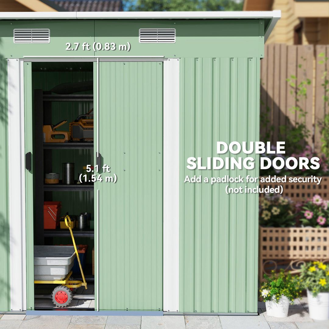 7 x 4ft Outdoor Garden Metal Storage Shed, Tool Storage Box for Backyard, Patio and Lawn, Light Green