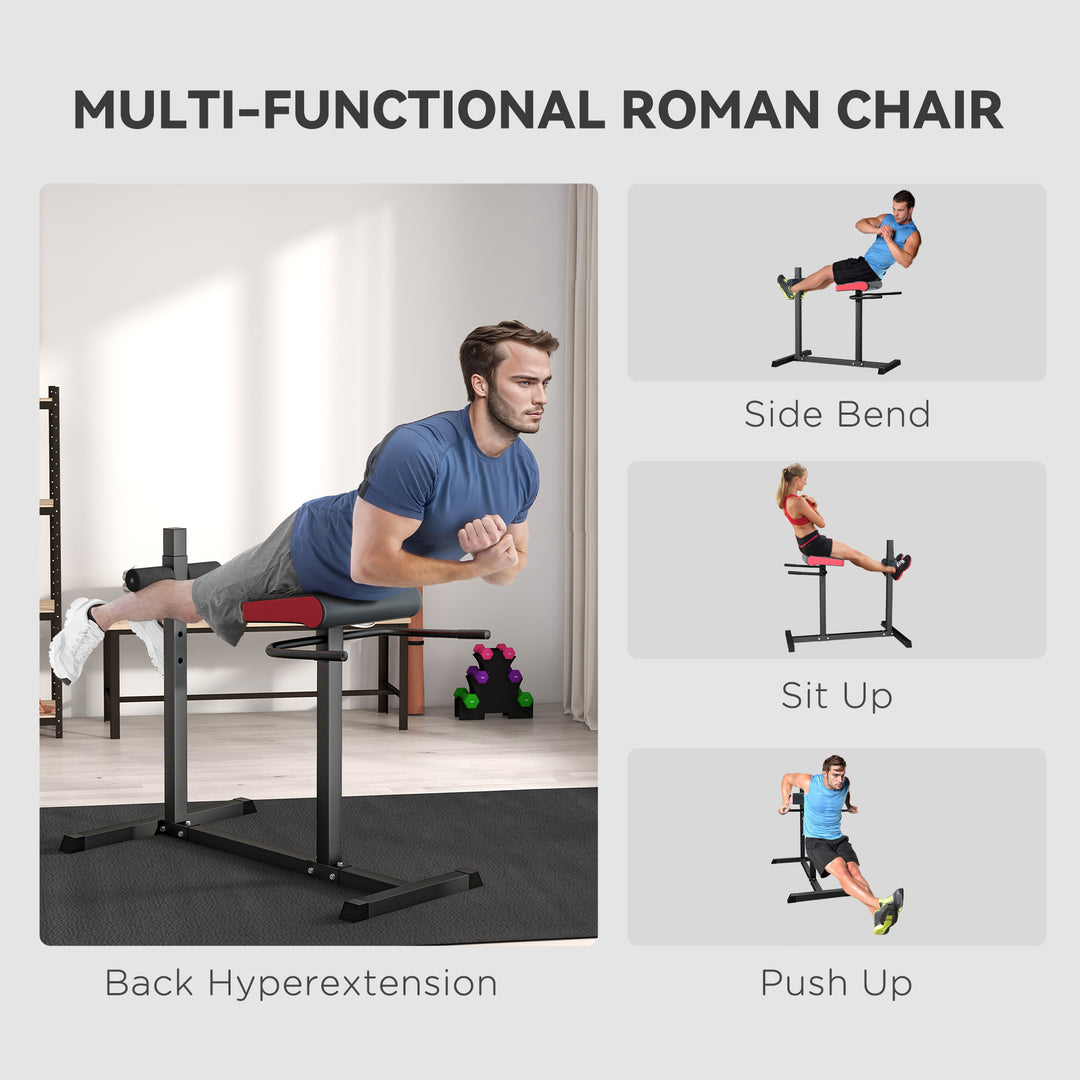 SPORTNOW Back Extension Roman Chair, Hyperextension Bench with Adjustable Leg Roller for Back, Abdominal and Gluteal Training