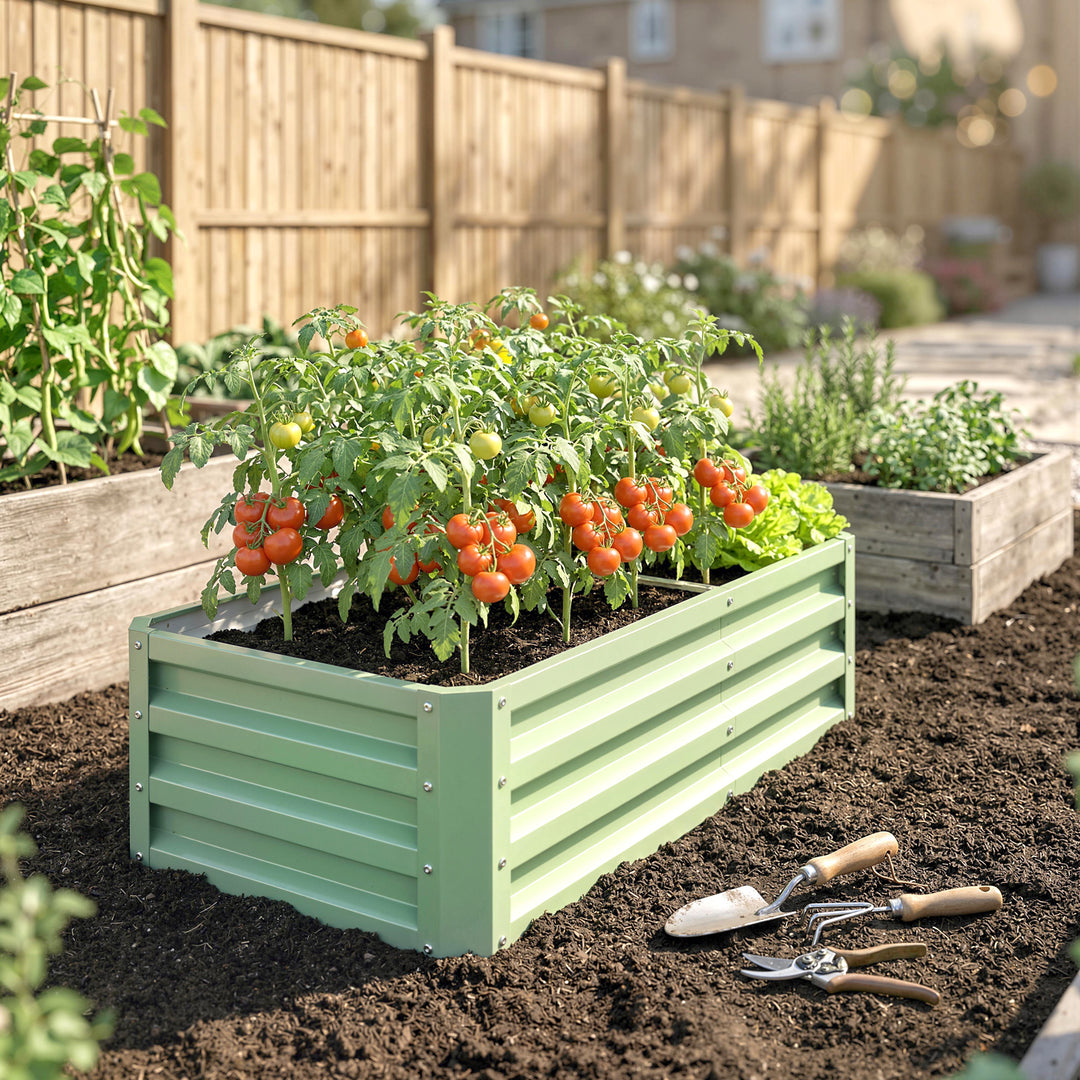 Raised Beds for Garden, Galvanised Outdoor Planters, for Herbs and Veg