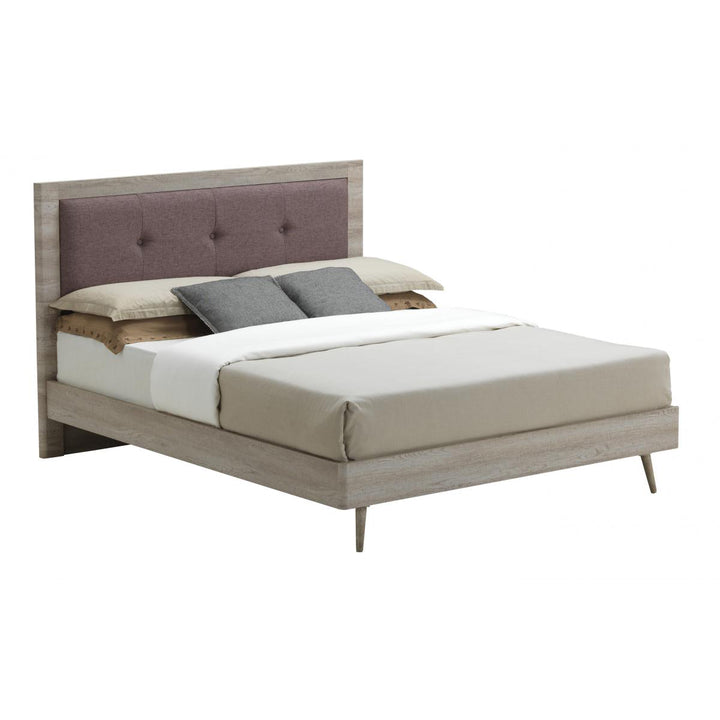 Belvoir King Size Bed Grey Oak & Mocca Fabric