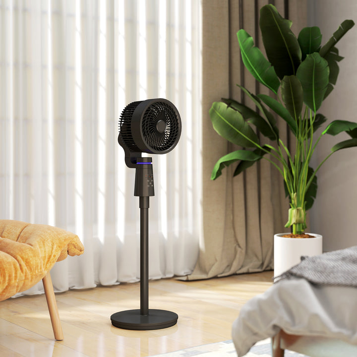 Pedestal Air Circulation Fan with Oscillating, Light Off, Black
