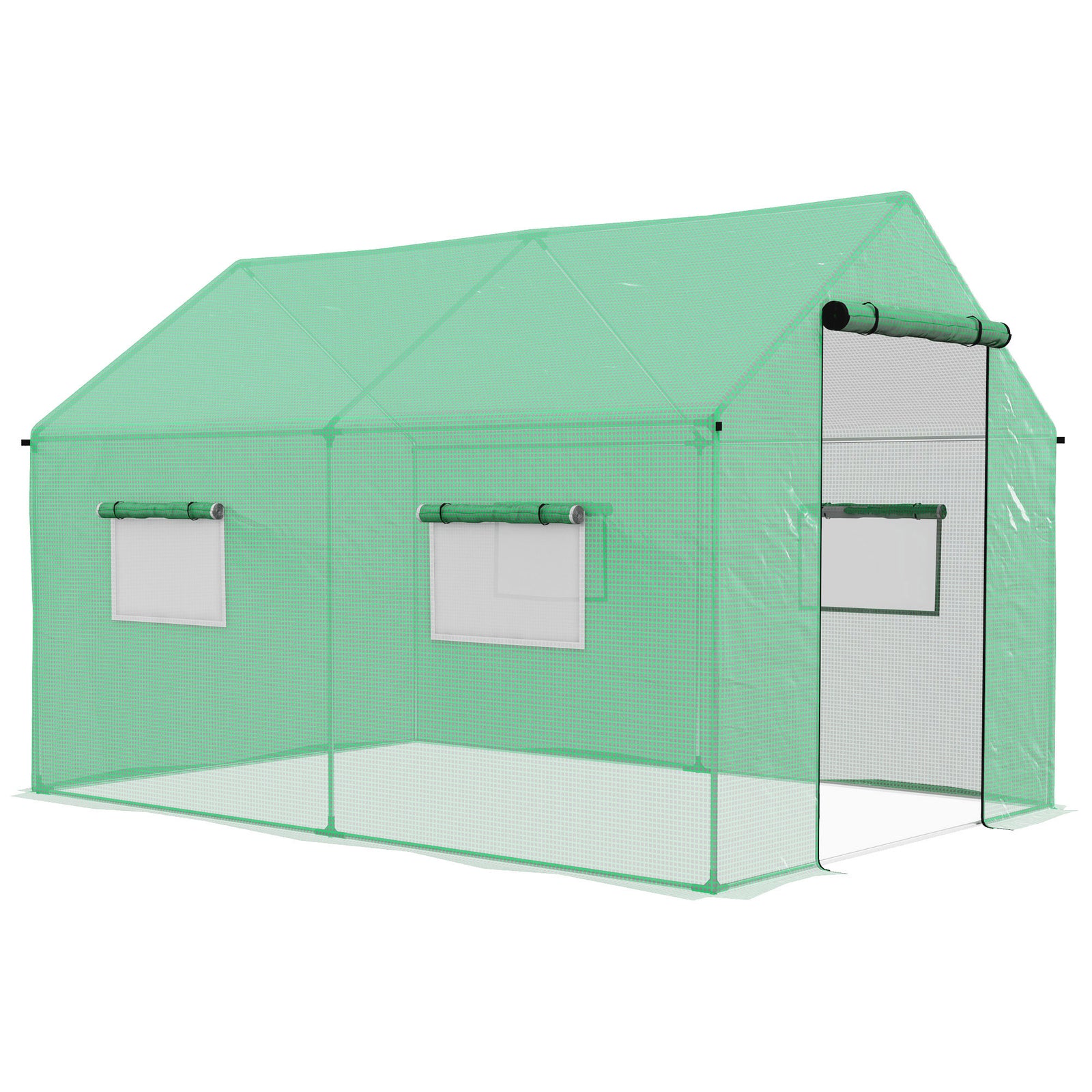 Polyethylene Walk-in Polytunnel Greenhouse, 2 x 3(m), Green