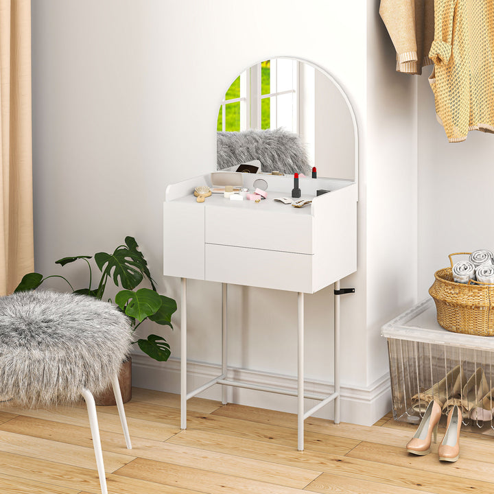 Three Drawer Compact Dressing Table - White
