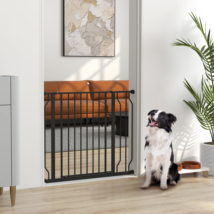 Wide Dog Safety Gate, with Door Pressure, for Doorways, Hallways, Staircases - Black